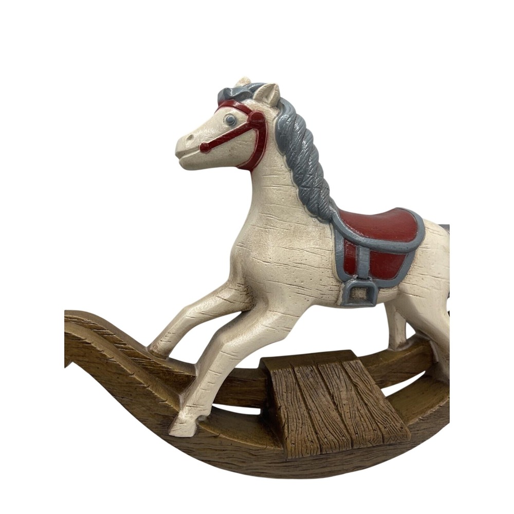 Vintage Burwood Rocking‎ Horse Nursery Wall Hanging Home Decor White 9"x13" - Picture 4 of 5